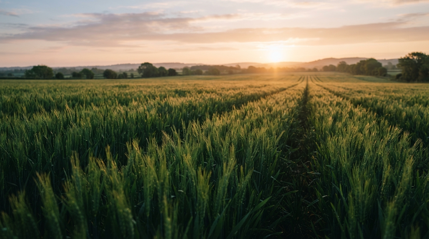 Agricultural field at sunrise